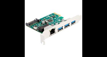 DeLOCK PCI Express x1 Card to 3 x USB 5 Gbps Type-A female + 1 x Gigabit LAN controller