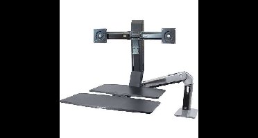 Ergotron WorkFit-A, dubbele monitorarm met werkplaats