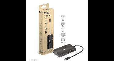 Club 3D USB-C 3.2 Gen2 naar Dual DisplayPort 4k60Hz 7-in-1 Portable Dock dockingstation