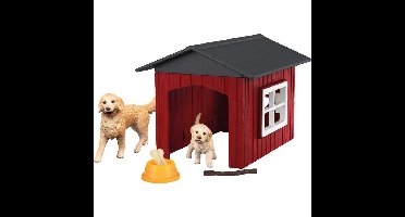 Schleich Farm World - Hondenhok met golden retrievers speelfiguur