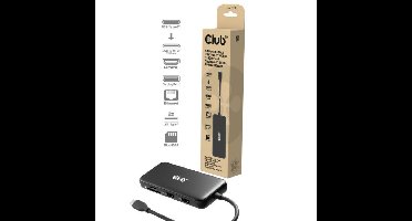 Club 3D 8-1 Portable Dock USB-C 10Gbps naar HDMI en DisplayPort dockingstation