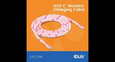 Club 3D USB-C Beaded Cable Pink, 2 meter kabel