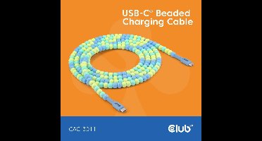 Club 3D USB-C Beaded Cable Blue, 2 meter kabel
