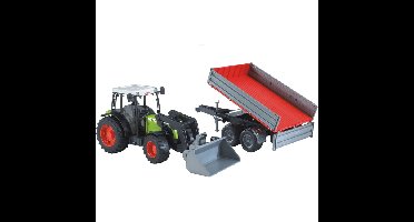 bruder Claas Nectis 267 F met voorlader en kiepwagen met uitklapbare zijschotten modelvoertuig