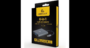 USB-C 6-in-1 Multi-Adapter met HDMI, VGA, USB 3.1, SD-kaartlezer en Audio - Grijs