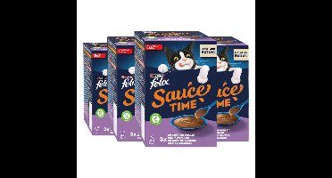 4x Felix Kattensnack Sauce Time Kip & Zalm 6x40 gr