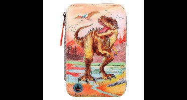 Dino World Triple Pencil Case LED Khaki Brown (412381)