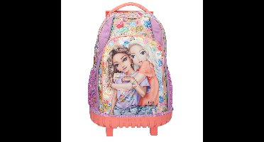 TOPModel - School Backpack Trolley GIRL POWER - Beige, Lilac, Coral - 34x24x50 cm (413286)