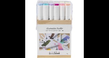 Creativ Company - Tekenstift, Lijndikte 1+8 mm, Pastelkleuren, Standaardkleuren, 24 stuks - ()