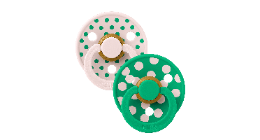 BIBS - Pacifier Studio Colour 2 PACK Polka Latex - Petal/Cactus - Size 1