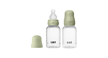 BIBS - Baby Bottle Round Silicone 2 Pack Slow Flow - Sage - 150 ml