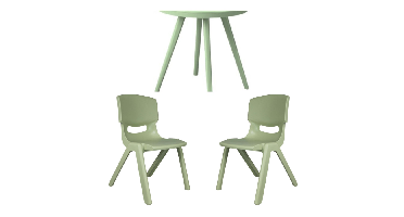Oscar - Kids Table + 2 x Chair – Pastel Green Set
