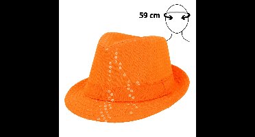 Hoed Popstar sequins neonoranje