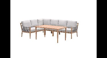 Garden Impression Sardinia lounge dining hoek 5 delig teak look rope zand