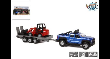 Kids Globe Terreinwagen aanhanger en shovel licht en geluid 30cm