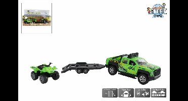 Kids Globe terreinwagen met trailer met quad licht geluid 29cm