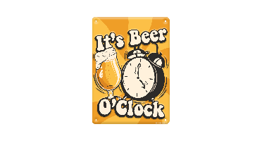 Tekstbord metaal Beer o'clock
