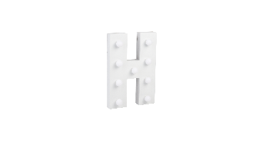 Letter H met licht hoogte 17 cm breedte 11,5 cm