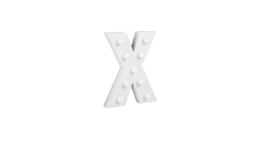 Letter X met licht hoogte 17 cm breedte 12,5 cm