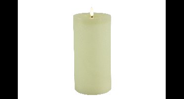 Stompkaars rustiek LED rond Lyon L creme hoogte 20 x 10 cm