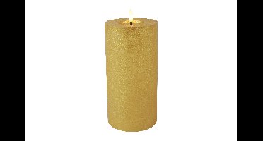 Stompkaars rustiek LED rond Lyon L goud- hoogte 20 x 10 cm