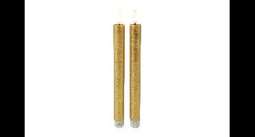 Dinerkaars rustiek LED rond Lyon L goud 2 stuks hoogte 24 x 2,2 cm