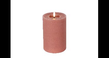 Stompkaars rustiek LED rond Lyon M roze hoogte 15 x 10 cm