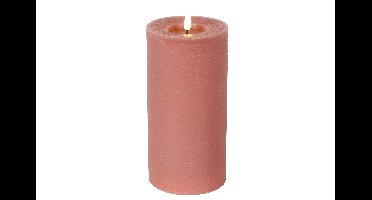 Stompkaars rustiek LED rond Lyon L roze hoogte 20 x 10 cm