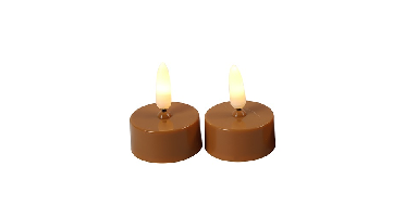 Theelicht rustiek LED Lyon 2 stuks amber hoogte 5,2 x 4 cm