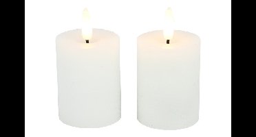 Stompkaars rustiek LED rond Lyon wit 2 stuks hoogte 9 x 5 cm