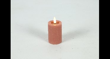 Stompkaars rustiek LED rond Lyon S roze hoogte 10 x 5 cm