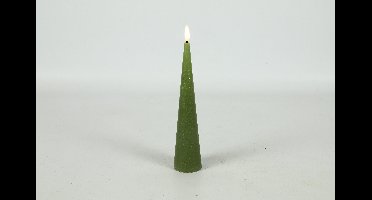 Kegelkaars rustiek LED Lyon S groen hoogte 25 x 5 cm