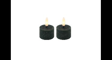 Stompkaars rustiek LED rond Lyon donkergroen 2 stuks hoogte 9 x 5 cm