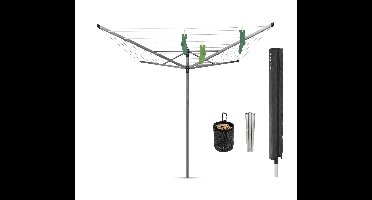 Brabantia lift-o-matic advance droogmolen met beschermhoes en wasknijpertas 60 meter metallic grey