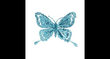 Kerstboomversiering Vlinder - 14 cm - blauw glitter - clip - ornament