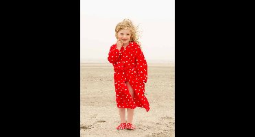 Stippen badjas rood - 134/140
