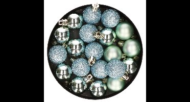 20x stuks kleine kunststof kerstballen mint groen 3 cm mat/glans/glitter
