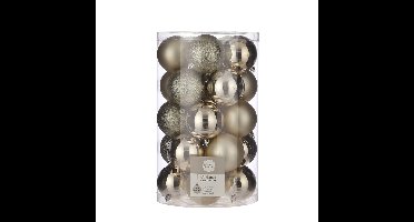 25x Kunststof kerstballen licht champagne 8 cm