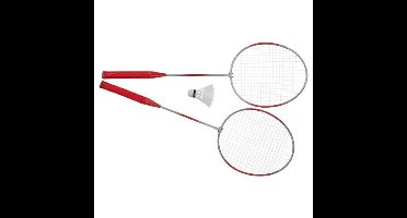 Badminton rackets en shuttle setje - kunststof - rood - buiten spelen - tennis