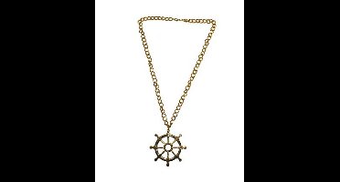 Carnaval verkleed ketting - Gouden stuurwiel - kapitein / matroos - sieraden - matrozen - zeeman