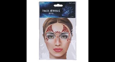 Face Jewels Duivel - rood - make-up steentjes - Halloween - glitters