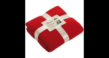 Fleece bankdeken/plaid - rood - 130 x 170 cm - 240 grams - pluisvrij - wasbaar
