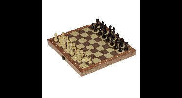 Goki Schaakbord - 30 x 30 cm - hout - opvouwbaar - schaakspel - schaken