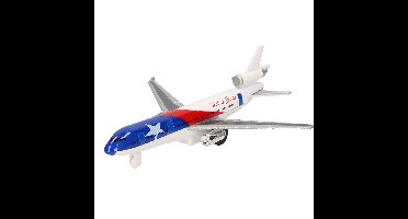 Goki Speelgoed Vliegtuig - 19 cm - rood/blauw - pull back motor - kinderen