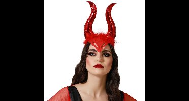 Halloween/horror verkleed diadeem/tiara - grote duivel hoorns - kunststof - dames/meisjes