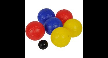 Jeu de boules set 6 gekleurde ballen/1 but met draagtray