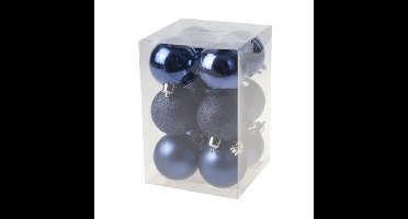 Kerstballen - 12x - donkerblauw - 6 cm - kunststof Mat/glans - Onbreekbare kerstballen - Kerstboomv