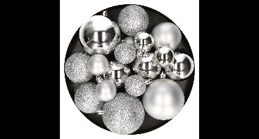 Kerstballen - 46 stuks - zilver - 4, 6 en 8 cm