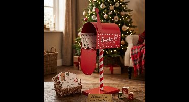 Kerstman brievenbus / mailbox - rood - staand - 51 cm - Letter to Santa - kerstdecoratie
