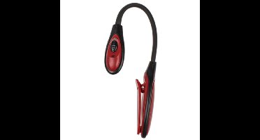 LED Leeslamp met klem - rood - 16 cm - incl. batterijen - 2 leds - boek lezen verlichting
